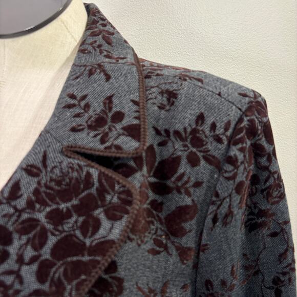 Caslon Size 18W Blazer Jacket Velvet Flocked Floral Indie Whimsigoth Dark Fairy - Picture 5 of 13